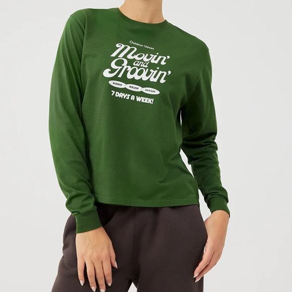 Outdoor Voices Movin' and Groovin' Graphic Everyday Longsleeve Tee Size XXS - Picture 1 of 6